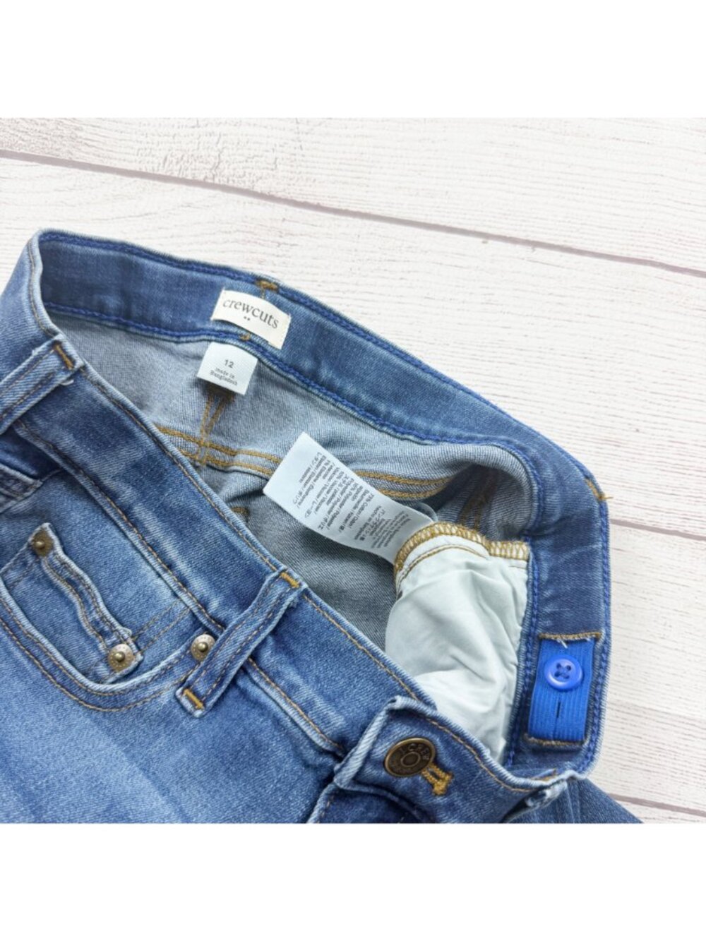 Crewcuts Kids Adjustable Waist Denim Straight Jeans Medium Wash Blue 12 - Picture 2 of 3